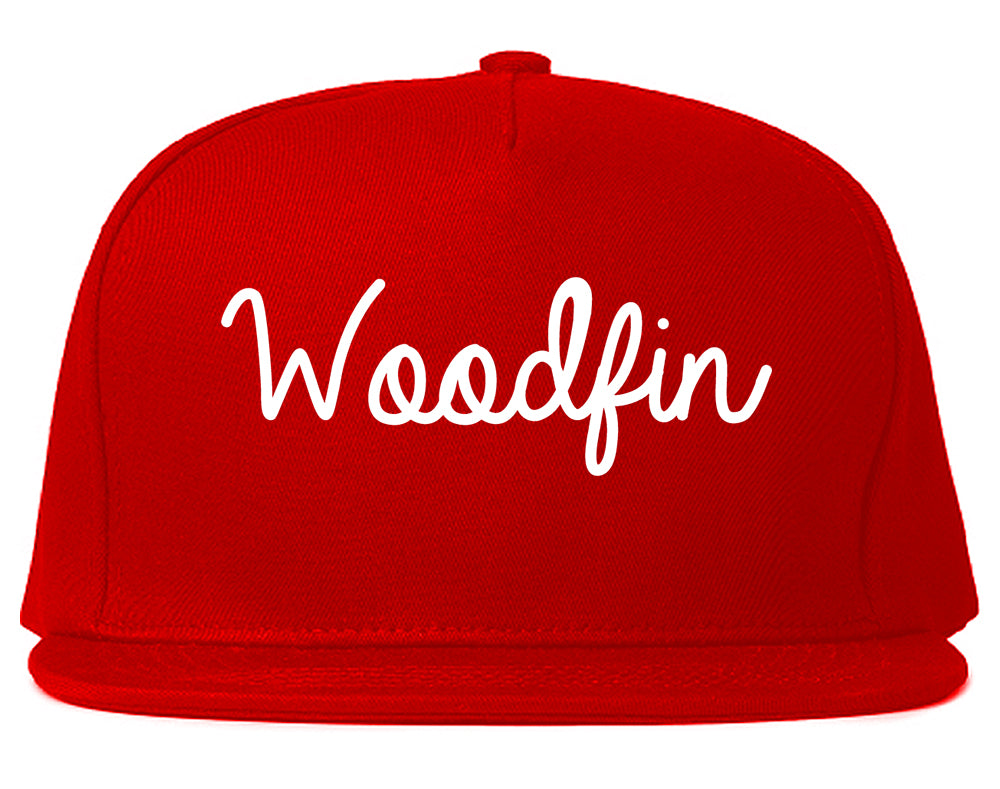 Woodfin North Carolina NC Script Mens Snapback Hat Red