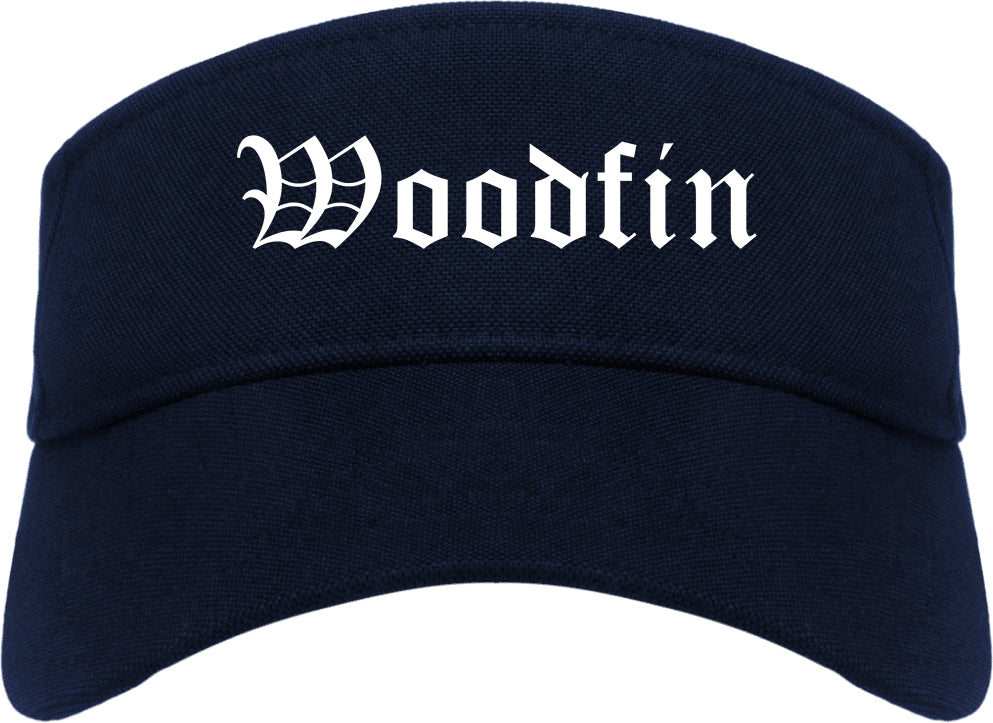 Woodfin North Carolina NC Old English Mens Visor Cap Hat Navy Blue