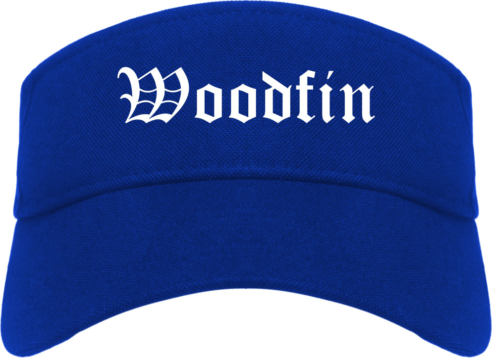 Woodfin North Carolina NC Old English Mens Visor Cap Hat Royal Blue