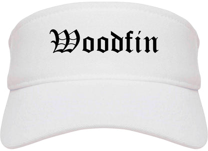 Woodfin North Carolina NC Old English Mens Visor Cap Hat White