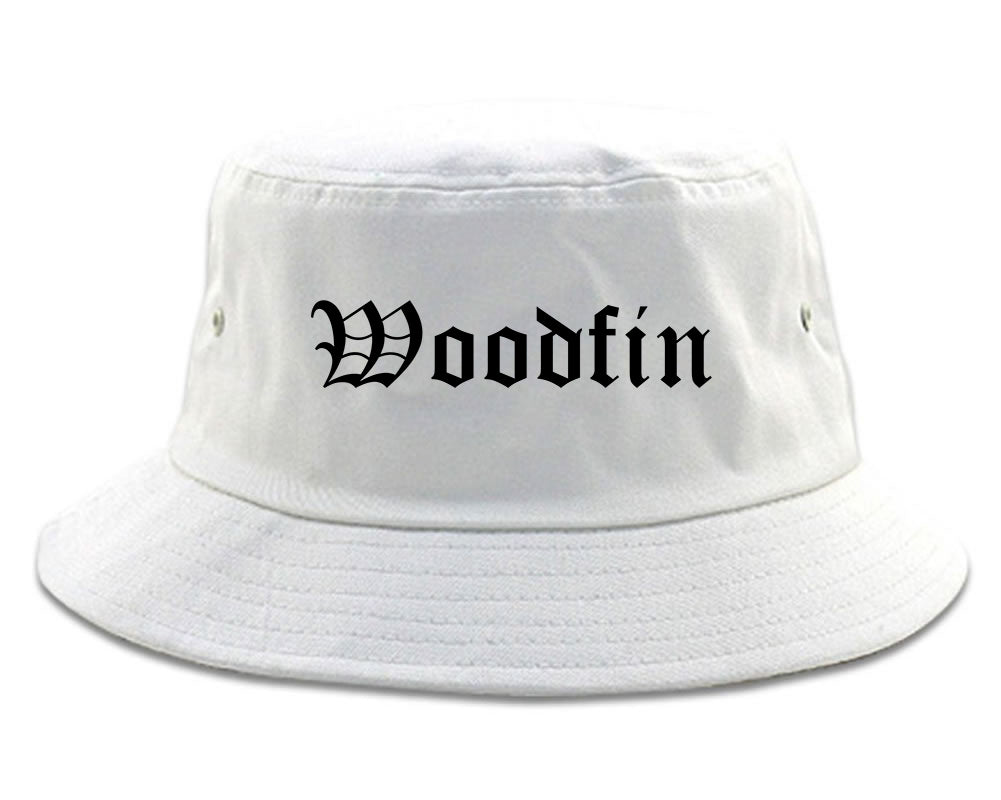 Woodfin North Carolina NC Old English Mens Bucket Hat White