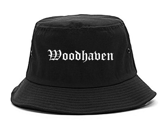 Woodhaven Michigan MI Old English Mens Bucket Hat Black