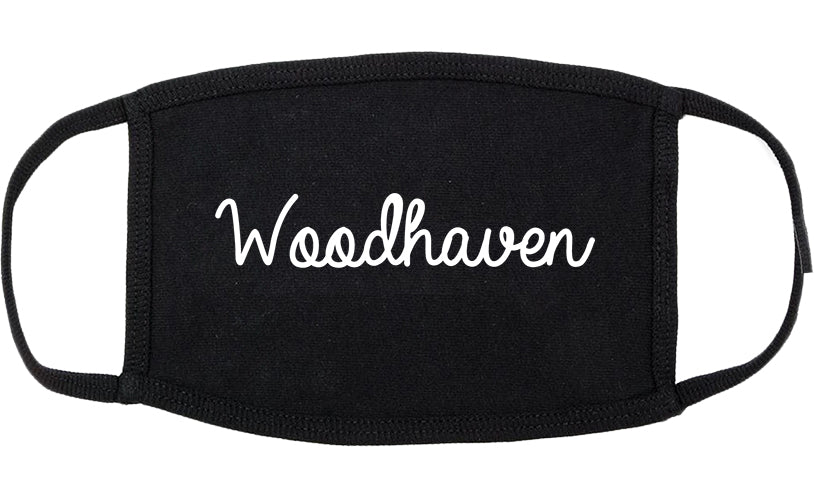 Woodhaven Michigan MI Script Cotton Face Mask Black