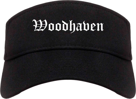 Woodhaven Michigan MI Old English Mens Visor Cap Hat Black