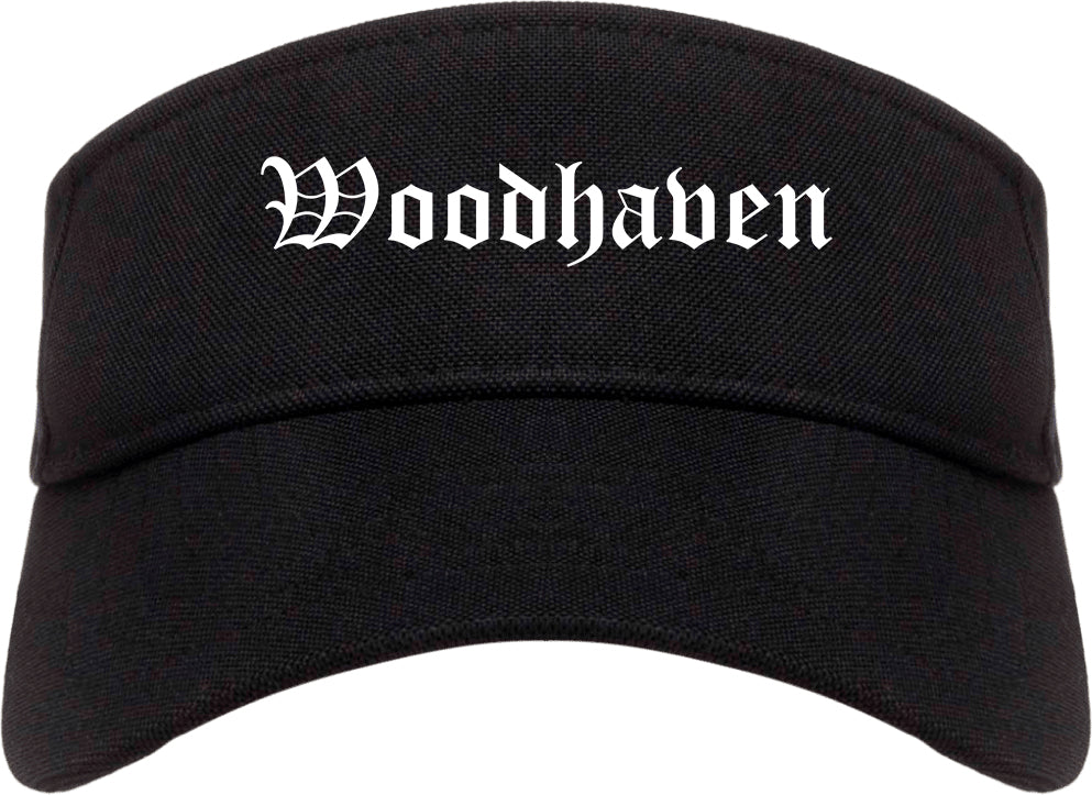 Woodhaven Michigan MI Old English Mens Visor Cap Hat Black