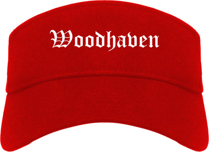 Woodhaven Michigan MI Old English Mens Visor Cap Hat Red