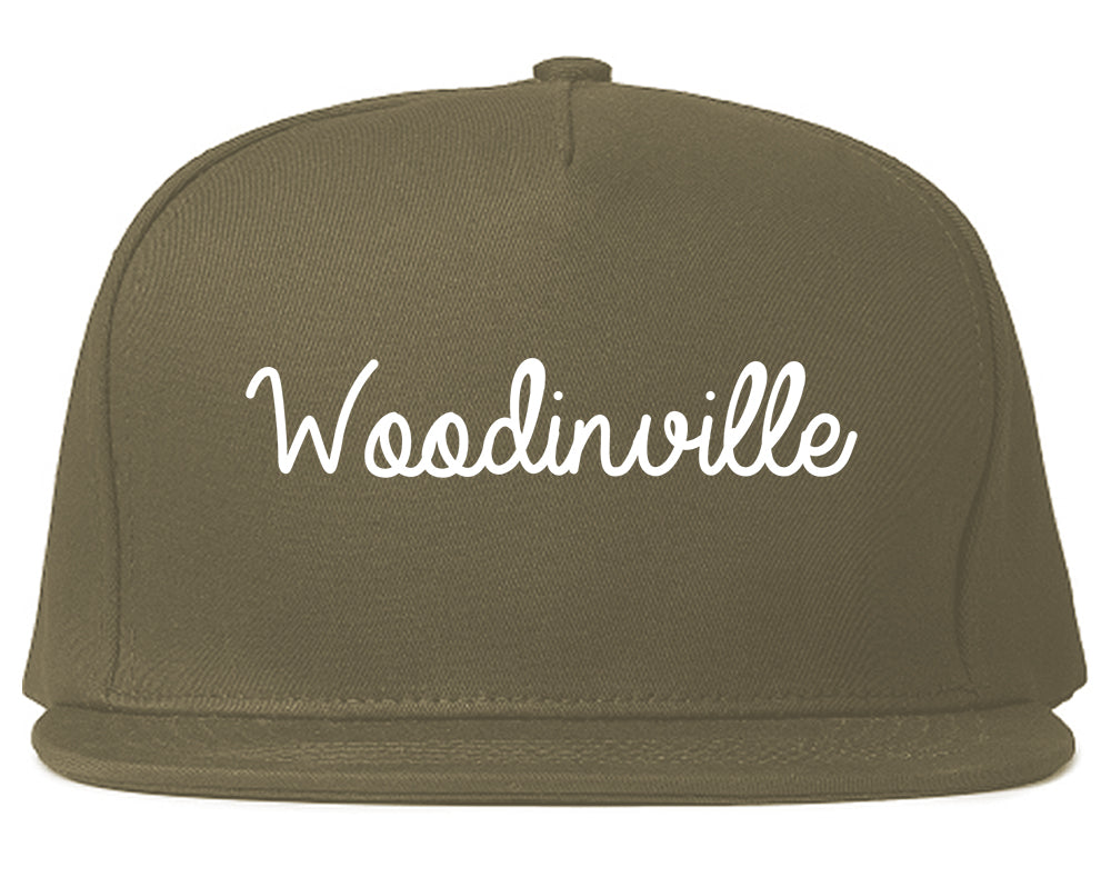 Woodinville Washington WA Script Mens Snapback Hat Grey