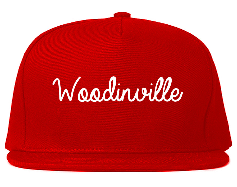 Woodinville Washington WA Script Mens Snapback Hat Red