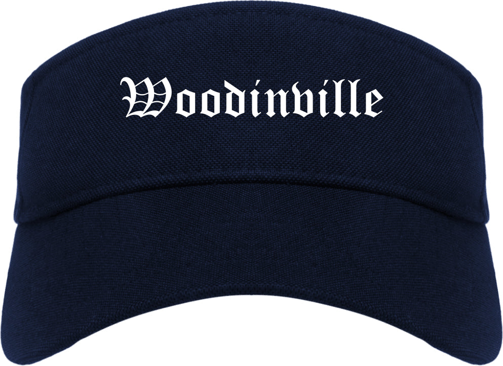 Woodinville Washington WA Old English Mens Visor Cap Hat Navy Blue