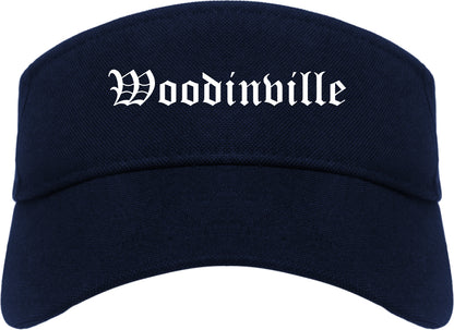 Woodinville Washington WA Old English Mens Visor Cap Hat Navy Blue