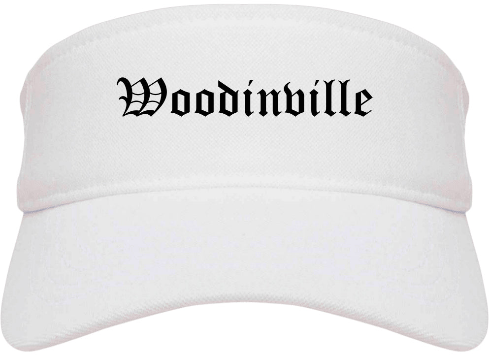 Woodinville Washington WA Old English Mens Visor Cap Hat White
