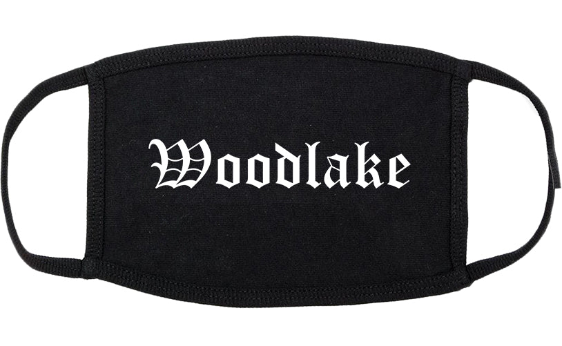 Woodlake California CA Old English Cotton Face Mask Black