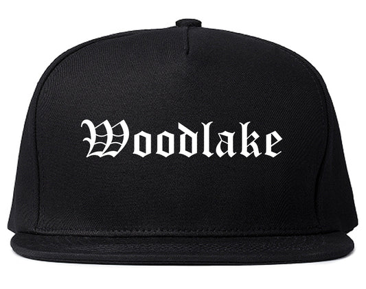 Woodlake California CA Old English Mens Snapback Hat Black