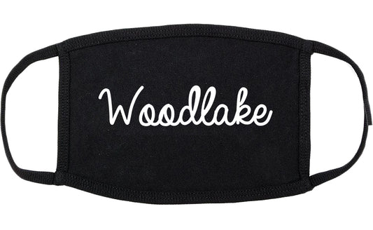 Woodlake California CA Script Cotton Face Mask Black