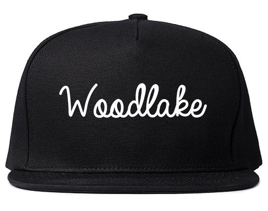 Woodlake California CA Script Mens Snapback Hat Black