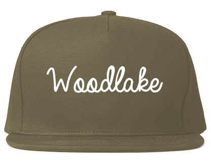 Woodlake California CA Script Mens Snapback Hat Grey