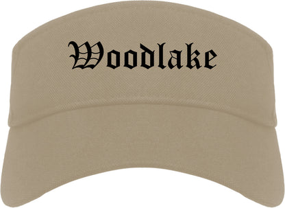 Woodlake California CA Old English Mens Visor Cap Hat Khaki