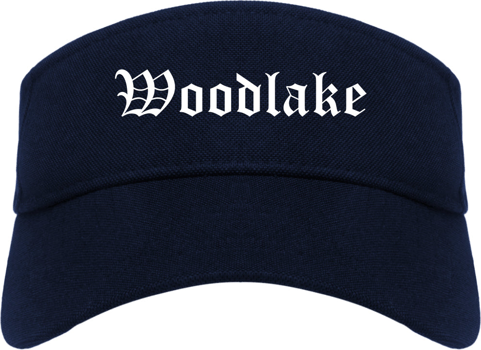 Woodlake California CA Old English Mens Visor Cap Hat Navy Blue
