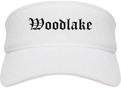 Woodlake California CA Old English Mens Visor Cap Hat White