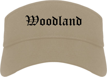 Woodland California CA Old English Mens Visor Cap Hat Khaki