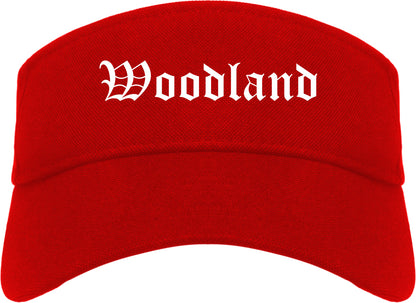 Woodland California CA Old English Mens Visor Cap Hat Red