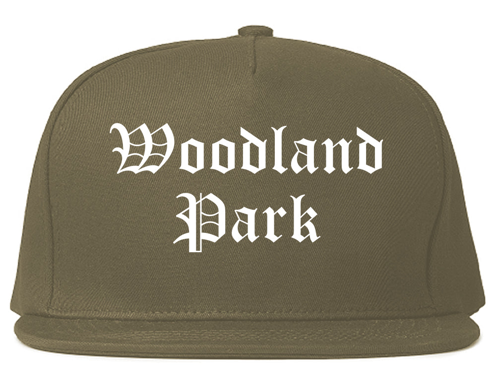 Woodland Park Colorado CO Old English Mens Snapback Hat Grey