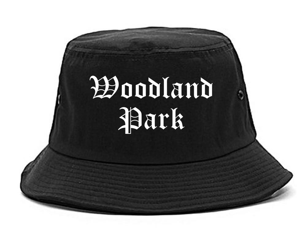 Woodland Park Colorado CO Old English Mens Bucket Hat Black