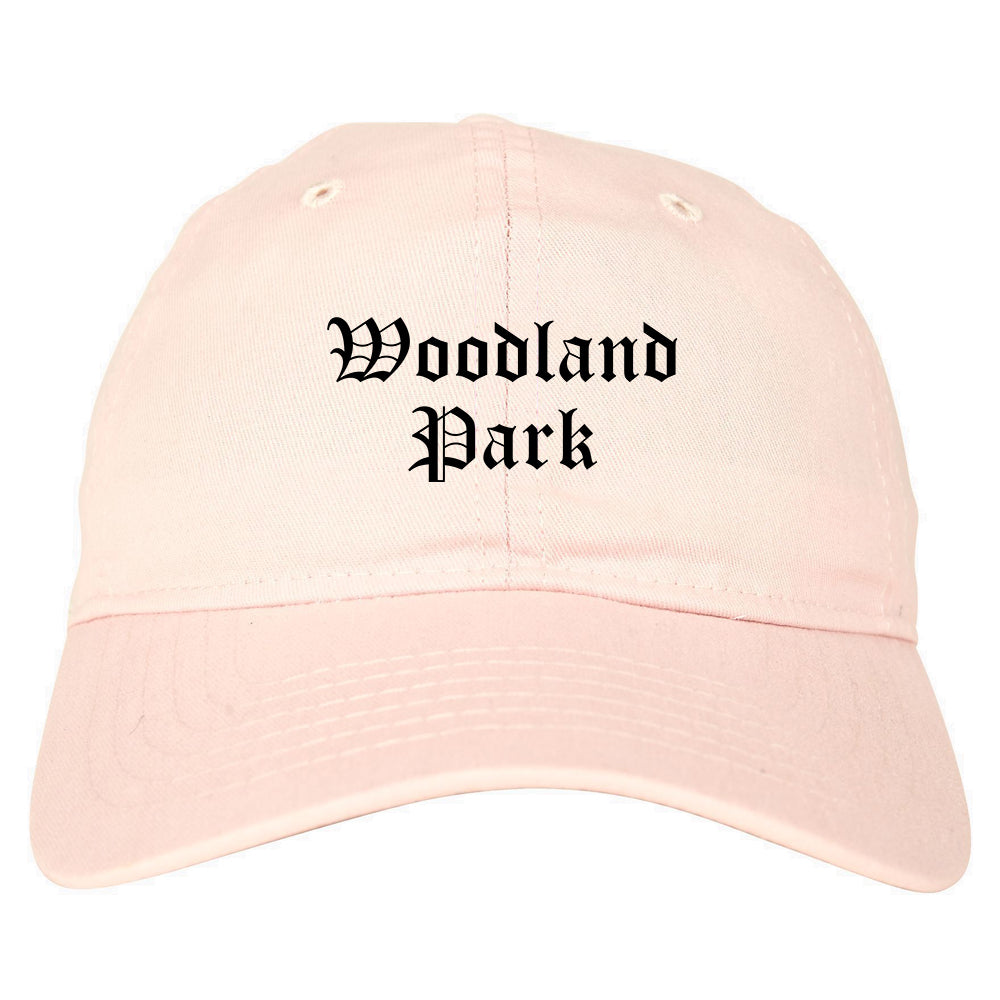 Woodland Park Colorado CO Old English Mens Dad Hat Baseball Cap Pink