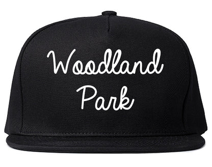 Woodland Park Colorado CO Script Mens Snapback Hat Black