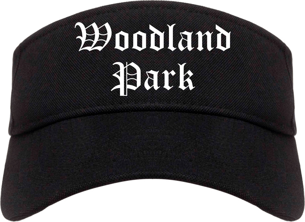 Woodland Park Colorado CO Old English Mens Visor Cap Hat Black