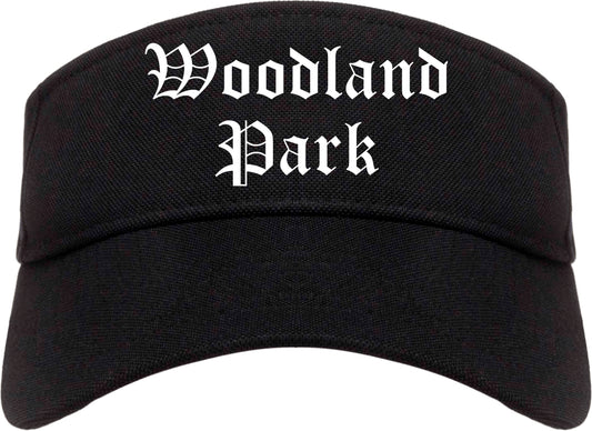 Woodland Park Colorado CO Old English Mens Visor Cap Hat Black