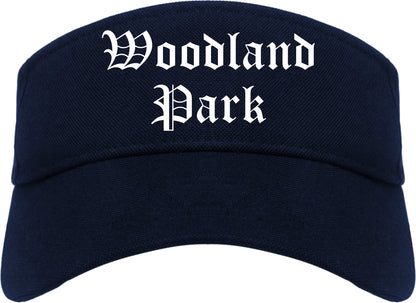 Woodland Park Colorado CO Old English Mens Visor Cap Hat Navy Blue