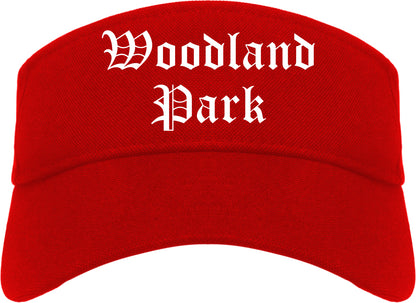 Woodland Park Colorado CO Old English Mens Visor Cap Hat Red