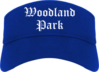 Woodland Park Colorado CO Old English Mens Visor Cap Hat Royal Blue