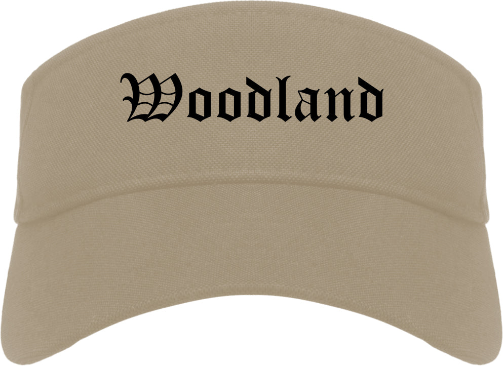 Woodland Washington WA Old English Mens Visor Cap Hat Khaki