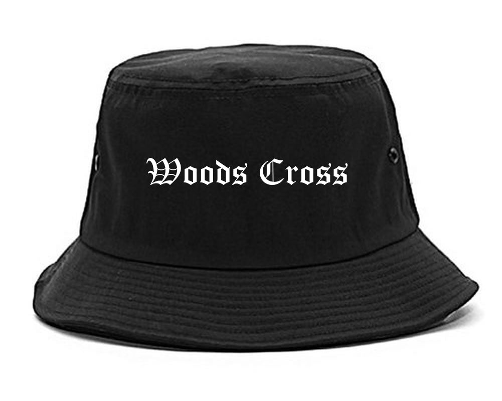 Woods Cross Utah UT Old English Mens Bucket Hat Black