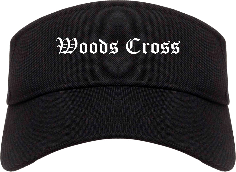 Woods Cross Utah UT Old English Mens Visor Cap Hat Black