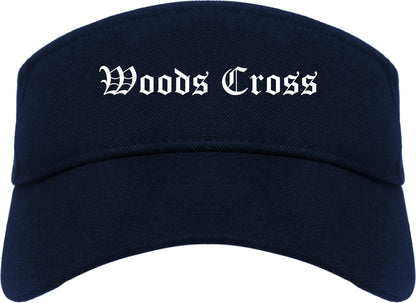 Woods Cross Utah UT Old English Mens Visor Cap Hat Navy Blue