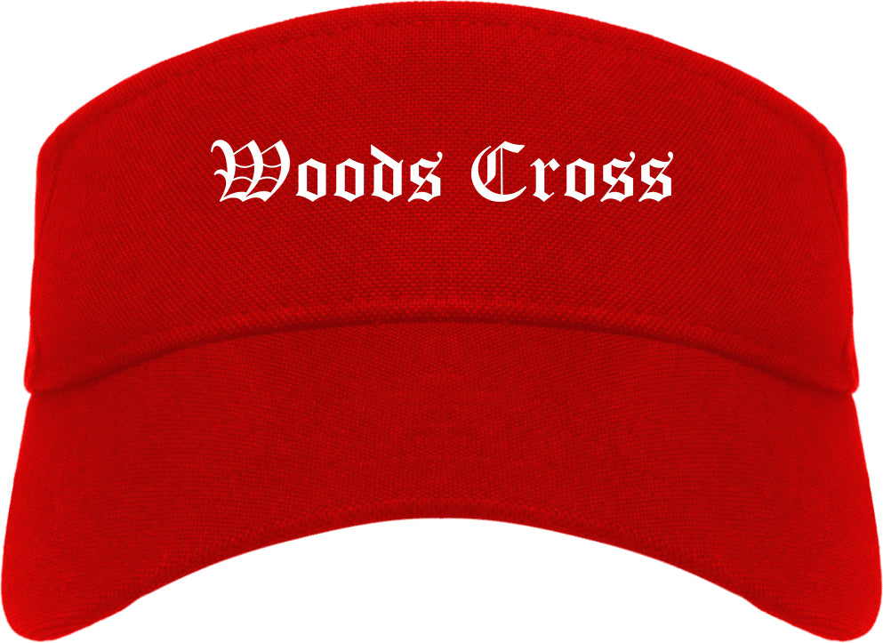 Woods Cross Utah UT Old English Mens Visor Cap Hat Red