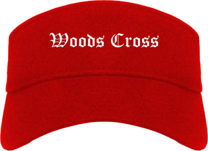 Woods Cross Utah UT Old English Mens Visor Cap Hat Red