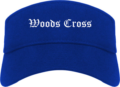 Woods Cross Utah UT Old English Mens Visor Cap Hat Royal Blue