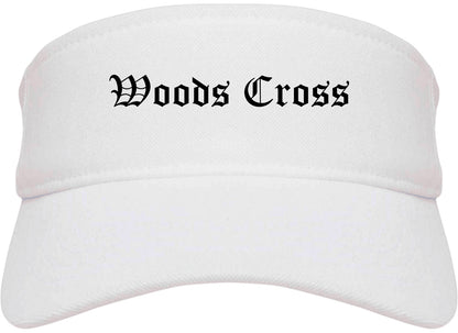Woods Cross Utah UT Old English Mens Visor Cap Hat White