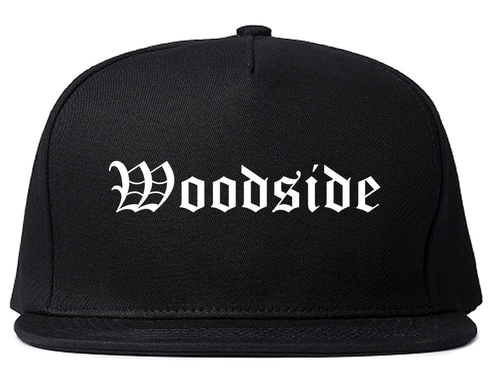 Woodside California CA Old English Mens Snapback Hat Black