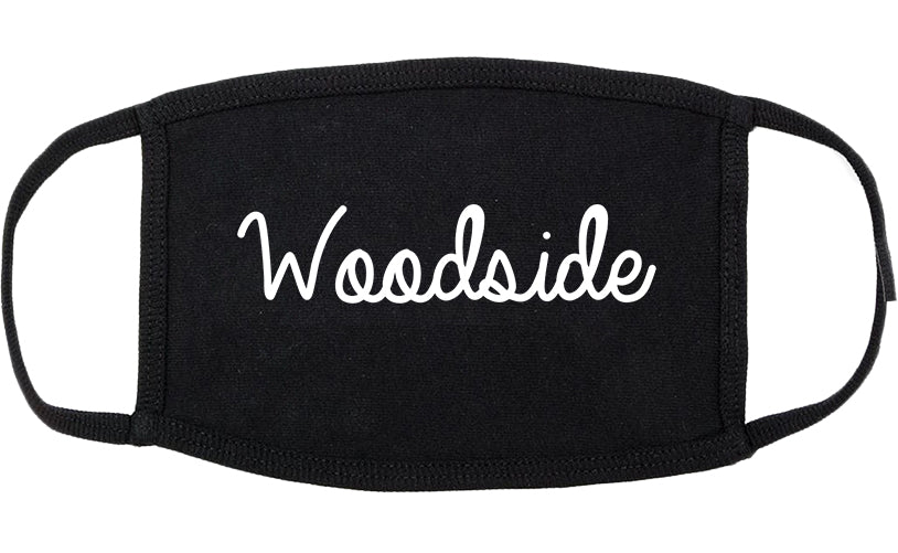 Woodside California CA Script Cotton Face Mask Black