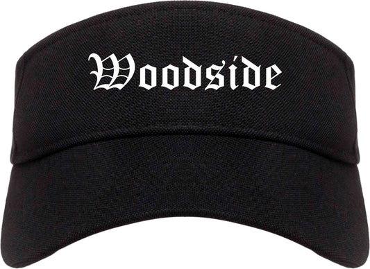 Woodside California CA Old English Mens Visor Cap Hat Black