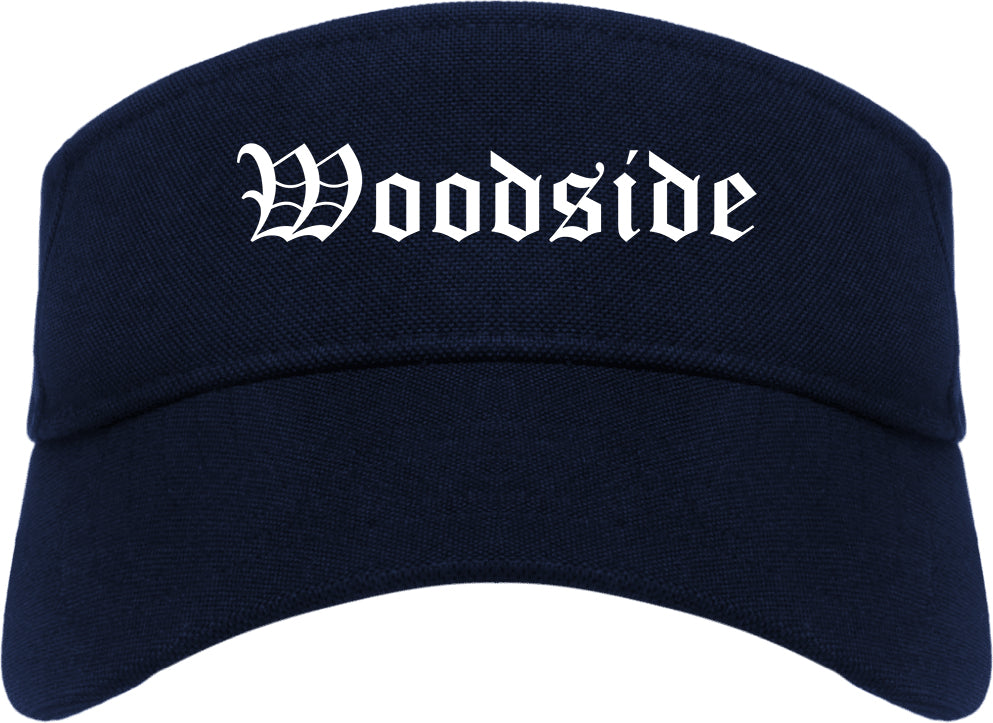 Woodside California CA Old English Mens Visor Cap Hat Navy Blue