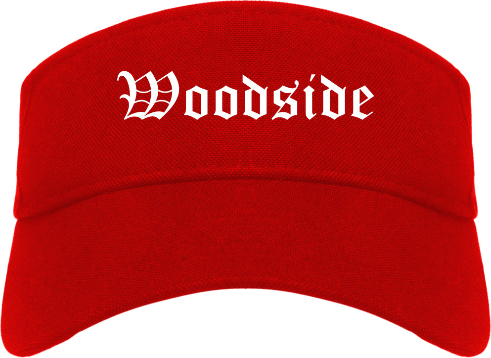 Woodside California CA Old English Mens Visor Cap Hat Red