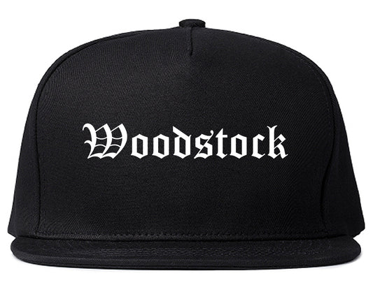 Woodstock Georgia GA Old English Mens Snapback Hat Black