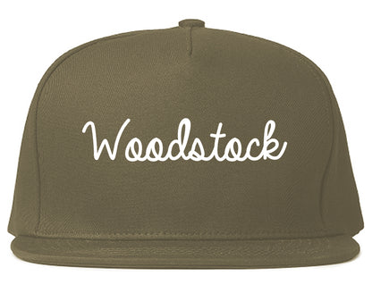 Woodstock Georgia GA Script Mens Snapback Hat Grey