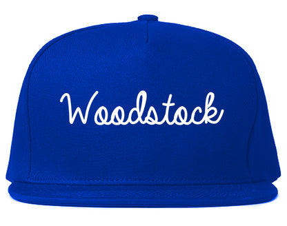Woodstock Georgia GA Script Mens Snapback Hat Royal Blue